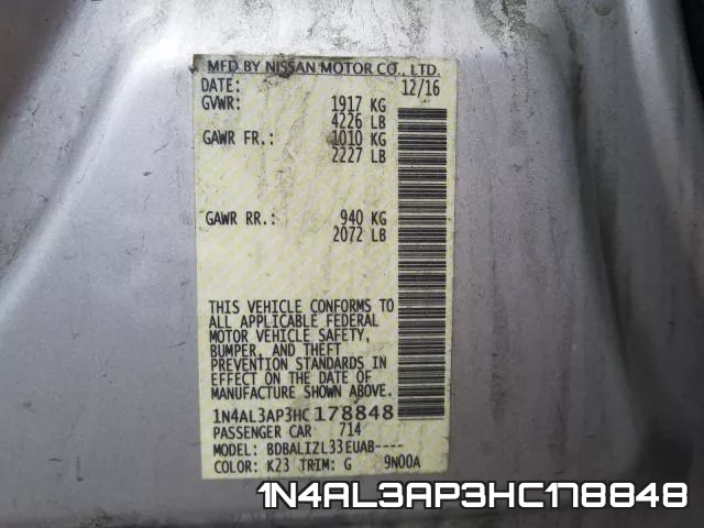1N4AL3AP3HC178848 фото 2