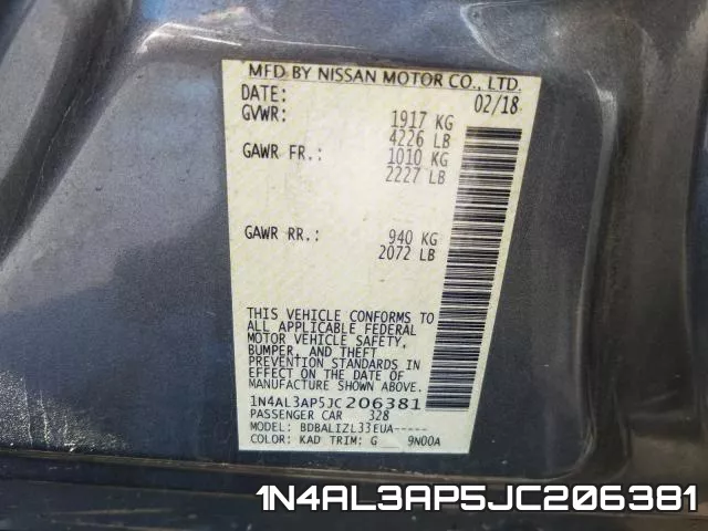1N4AL3AP5JC206381 фото 2