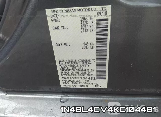 1N4BL4CV4KC104481 фото 10