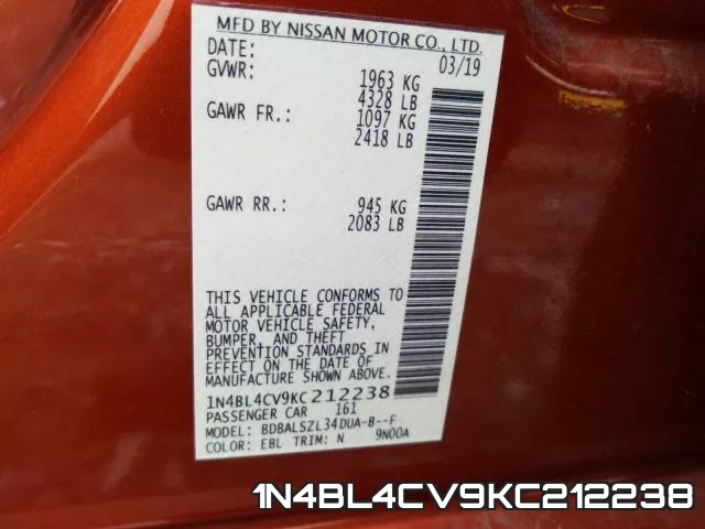1N4BL4CV9KC212238 фото 2