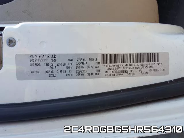 2C4RDGBG5HR564310 фото 2