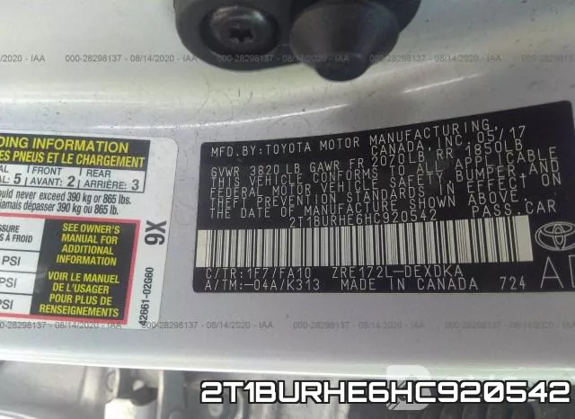 2T1BURHE6HC920542 фото 10