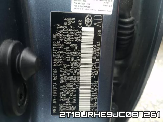 2T1BURHE9JC087261 фото 2