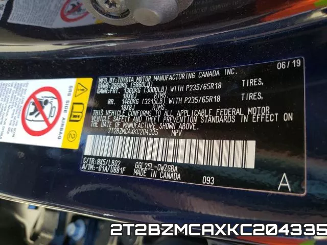 2T2BZMCAXKC204335 фото 2