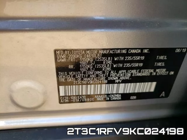 2T3C1RFV9KC024198 фото 2