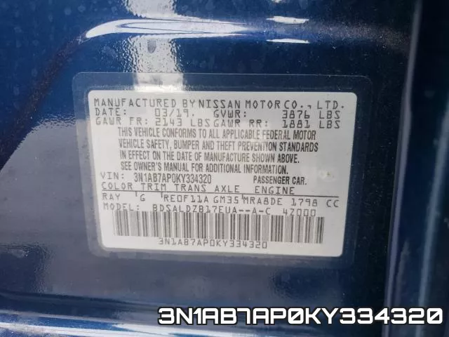 3N1AB7AP0KY334320 фото 2