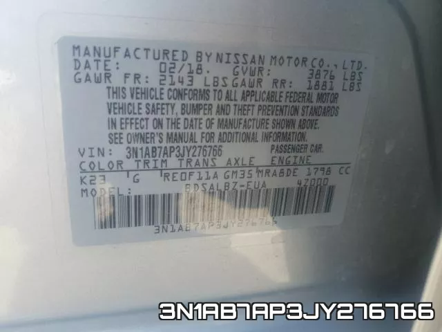 3N1AB7AP3JY276766 фото 2