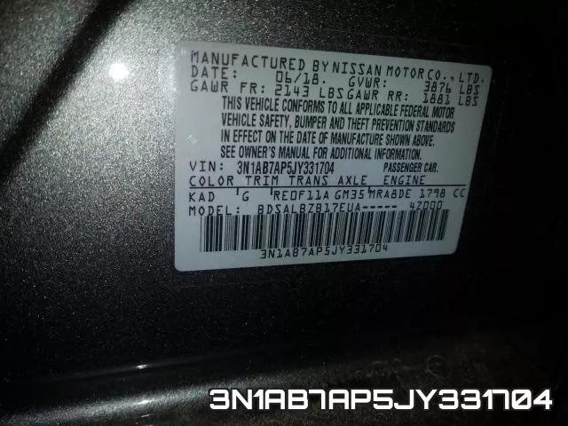 3N1AB7AP5JY331704 фото 2
