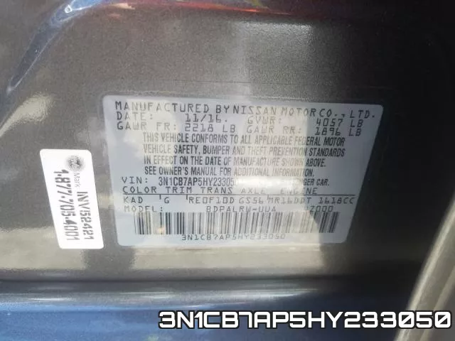 3N1CB7AP5HY233050 фото 2