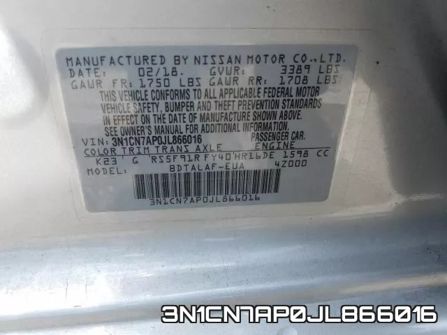 3N1CN7AP0JL866016 фото 2