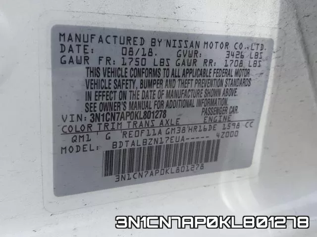 3N1CN7AP0KL801278 фото 2