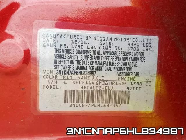 3N1CN7AP6HL834987 фото 2
