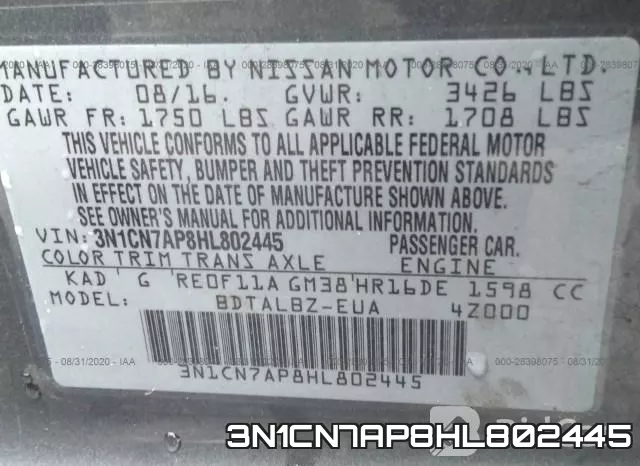 3N1CN7AP8HL802445 фото 10