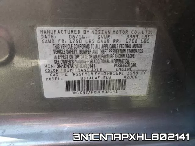 3N1CN7APXHL802141 фото 2