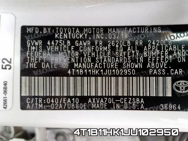 4T1B11HK1JU102950 фото 2