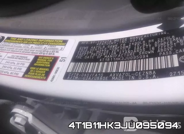 4T1B11HK3JU095094 фото 10