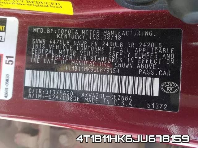 4T1B11HK6JU678159 фото 2