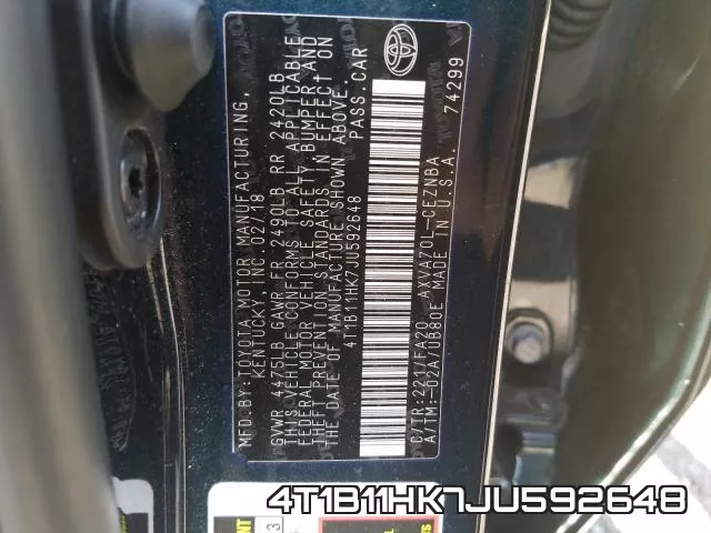 4T1B11HK7JU592648 фото 2