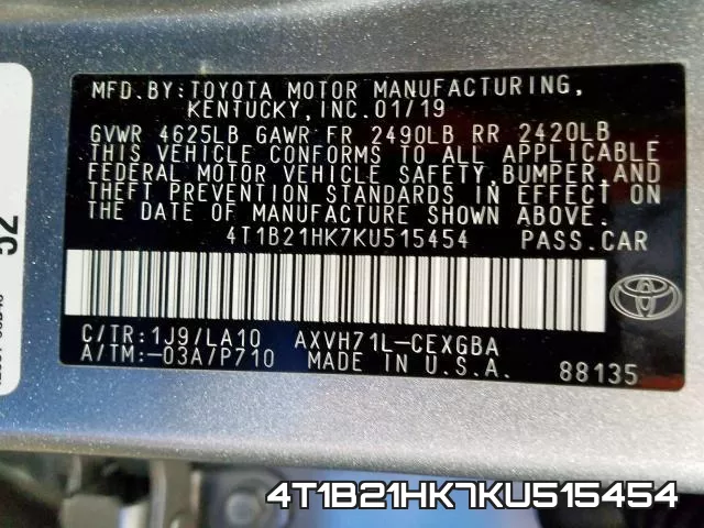 4T1B21HK7KU515454 фото 2
