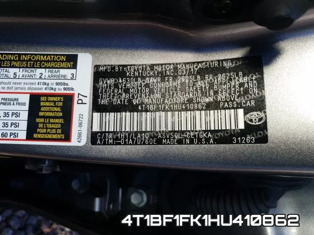 4T1BF1FK1HU410862 фото 2