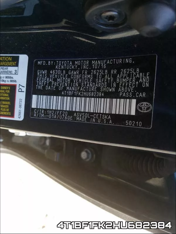 4T1BF1FK2HU682384 фото 2