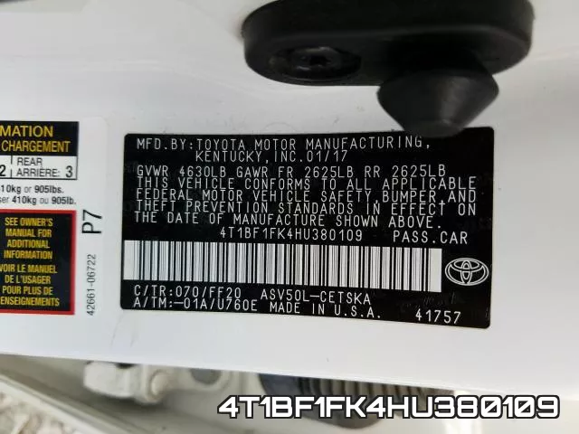 4T1BF1FK4HU380109 фото 2