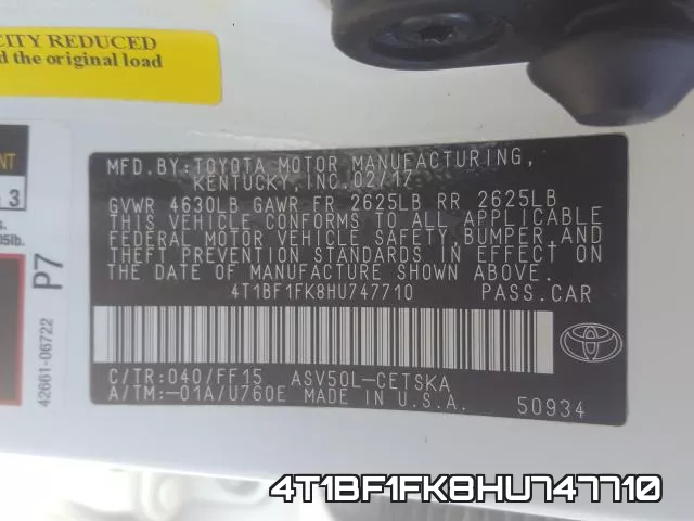 4T1BF1FK8HU747710 фото 2