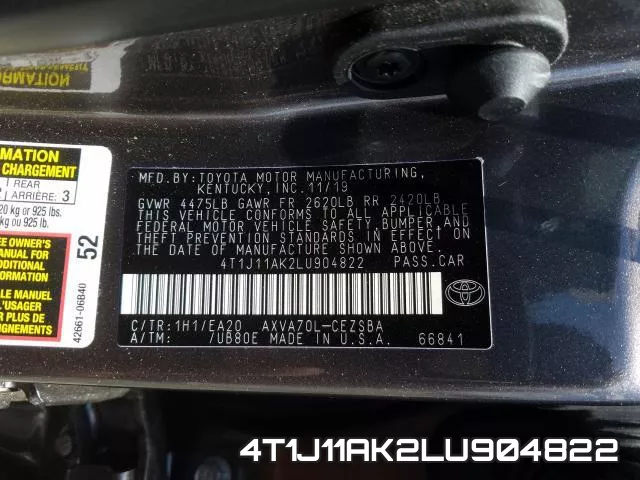4T1J11AK2LU904822 фото 2