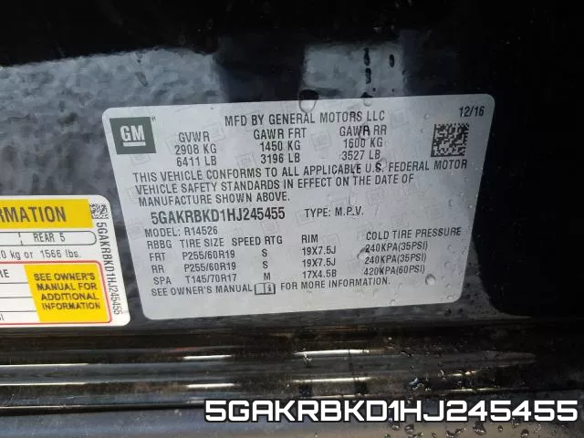 5GAKRBKD1HJ245455 фото 2