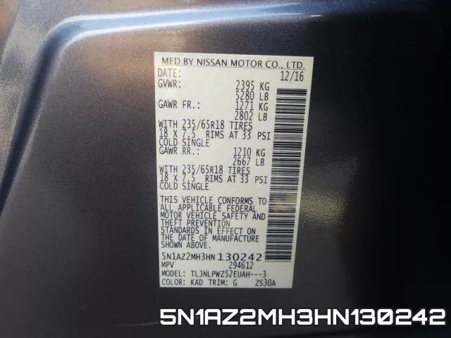 5N1AZ2MH3HN130242 фото 2