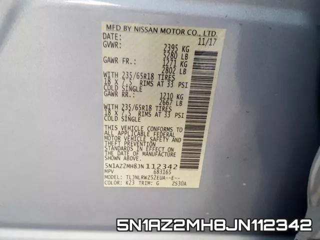 5N1AZ2MH8JN112342 фото 2