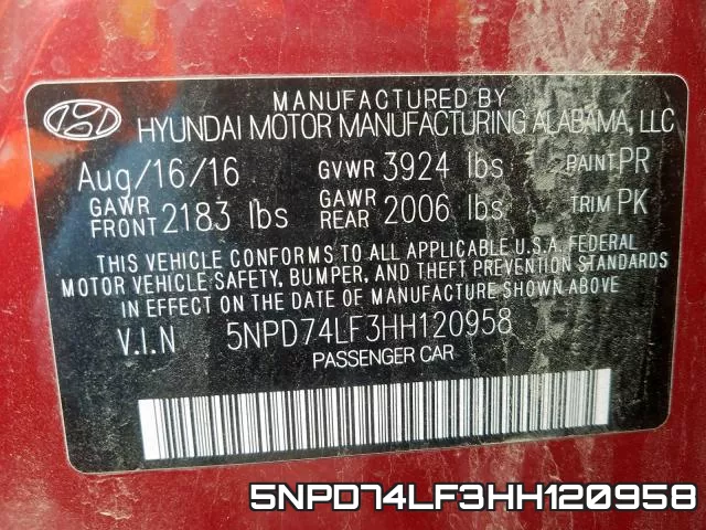 5NPD74LF3HH120958 фото 2