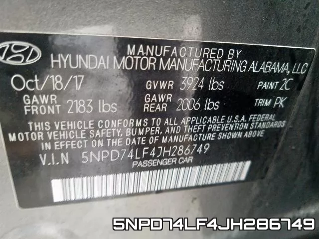 5NPD74LF4JH286749 фото 2