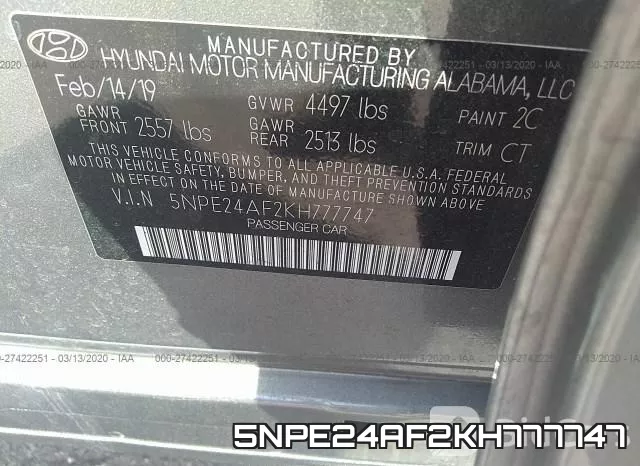 5NPE24AF2KH777747 фото 10