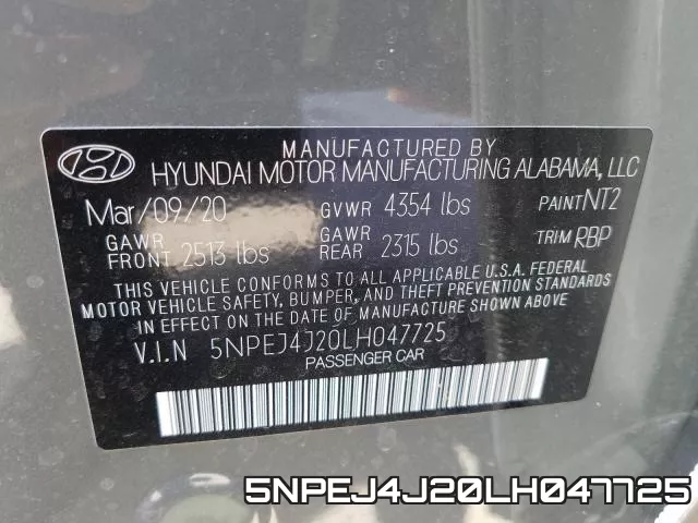 5NPEJ4J20LH047725 фото 2