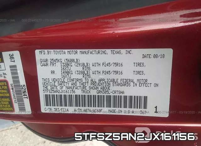 5TFSZ5AN2JX161156 фото 10