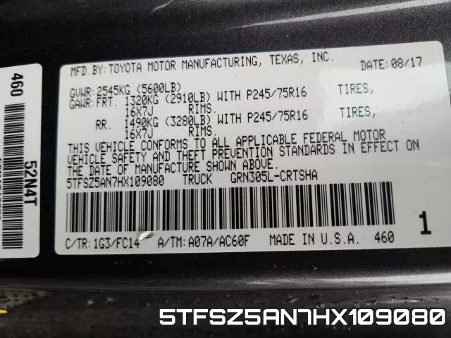 5TFSZ5AN7HX109080 фото 2