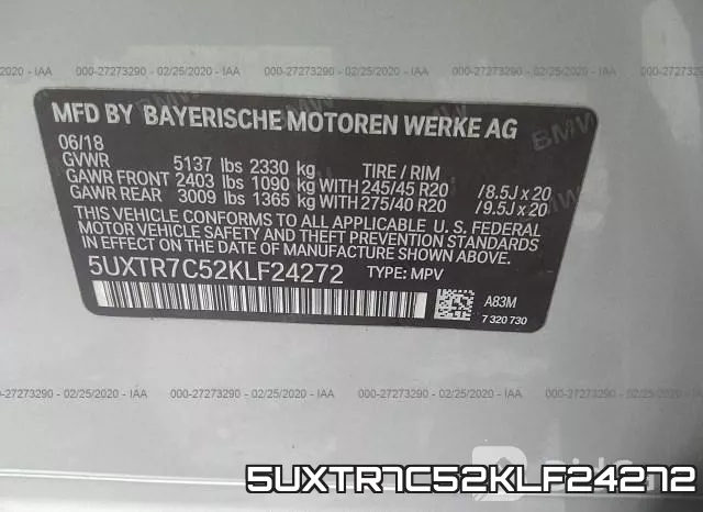 5UXTR7C52KLF24272 фото 10
