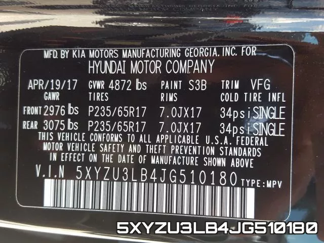 5XYZU3LB4JG510180 фото 2