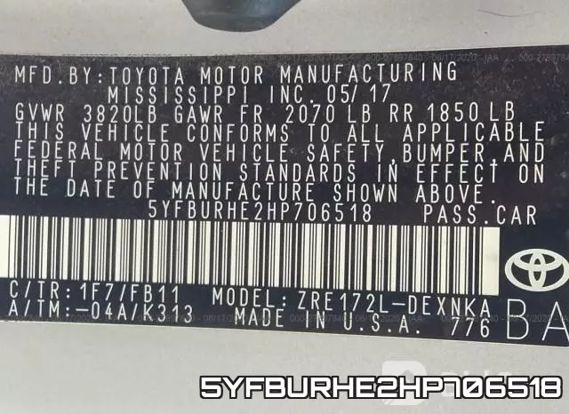 5YFBURHE2HP706518 фото 10