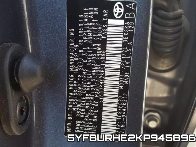 5YFBURHE2KP945896 фото 2