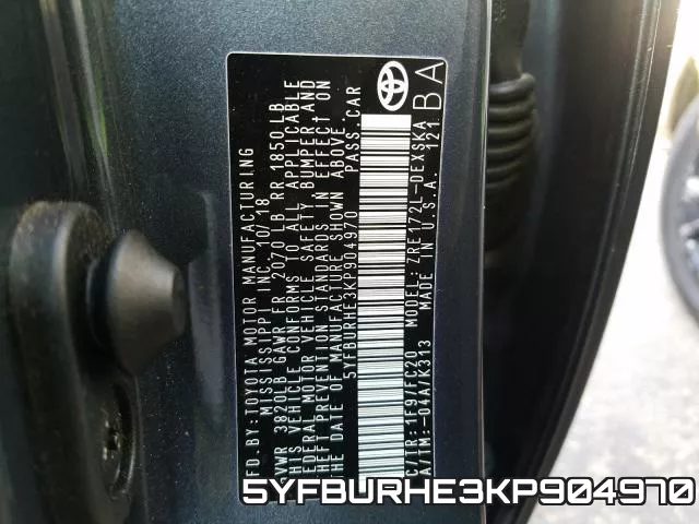 5YFBURHE3KP904970 фото 2