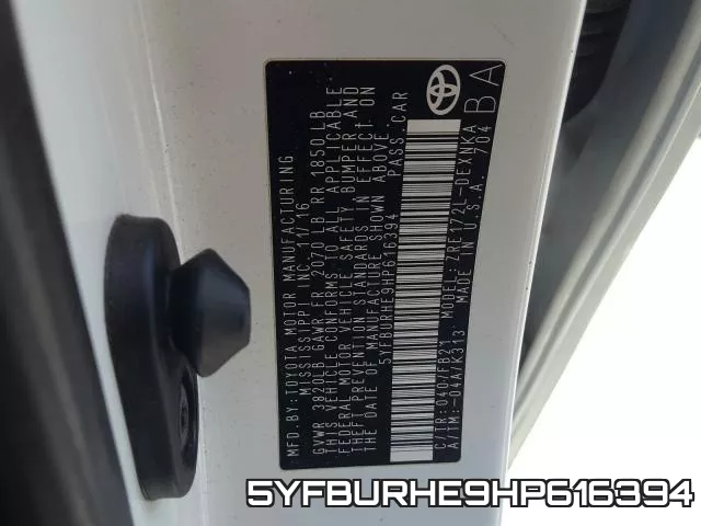 5YFBURHE9HP616394 фото 2
