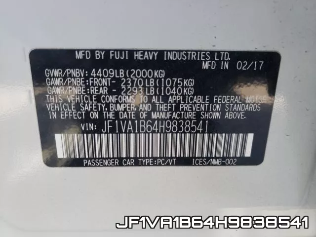 JF1VA1B64H9838541 фото 2