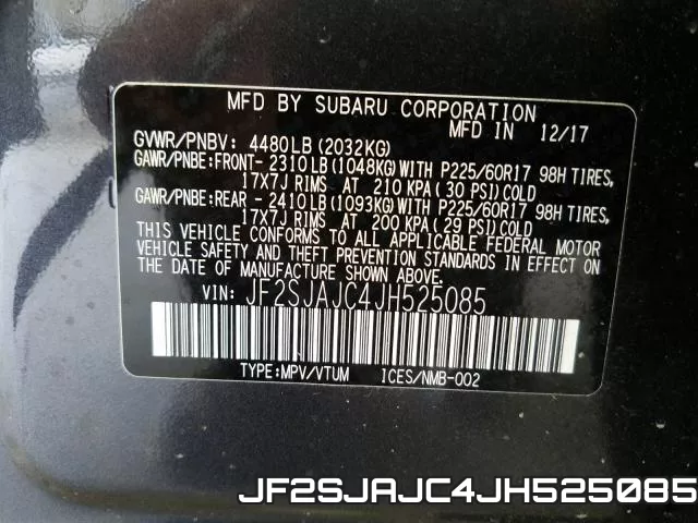JF2SJAJC4JH525085 фото 2