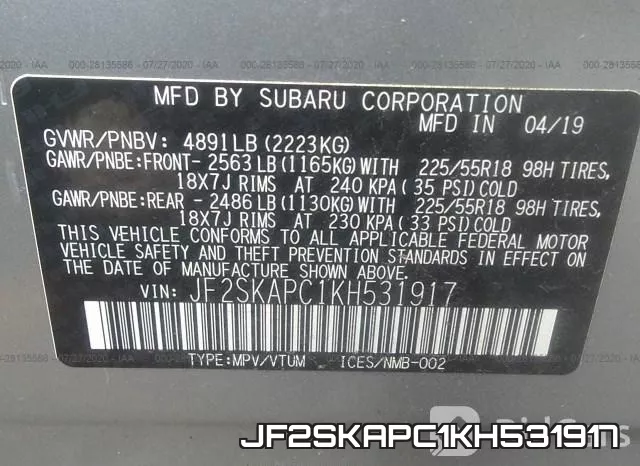 JF2SKAPC1KH531917 фото 10