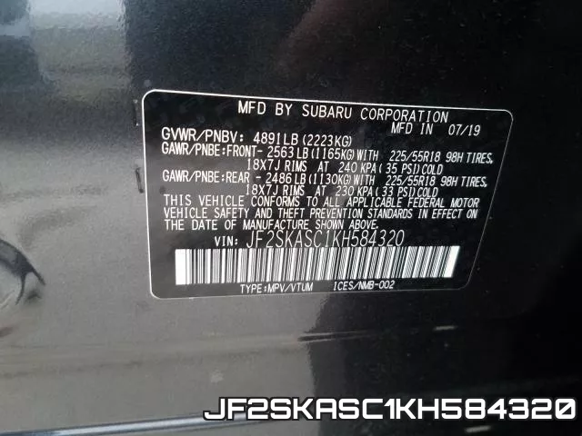 JF2SKASC1KH584320 фото 2
