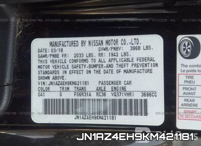 JN1AZ4EH9KM421181 фото 10