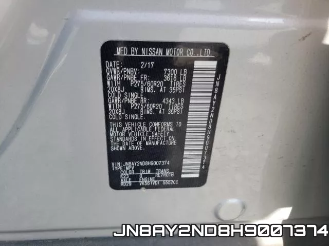 JN8AY2ND8H9007374 фото 2