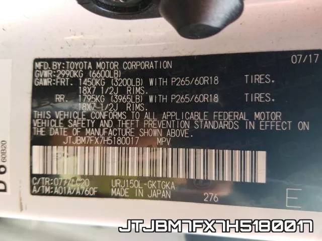 JTJBM7FX7H5180017 фото 2